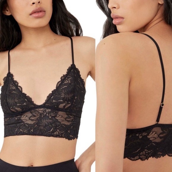 Free People 2 Pack Lace Longline Bralette in Black Combo Sz. S NWT Boho Festival - Picture 5 of 11